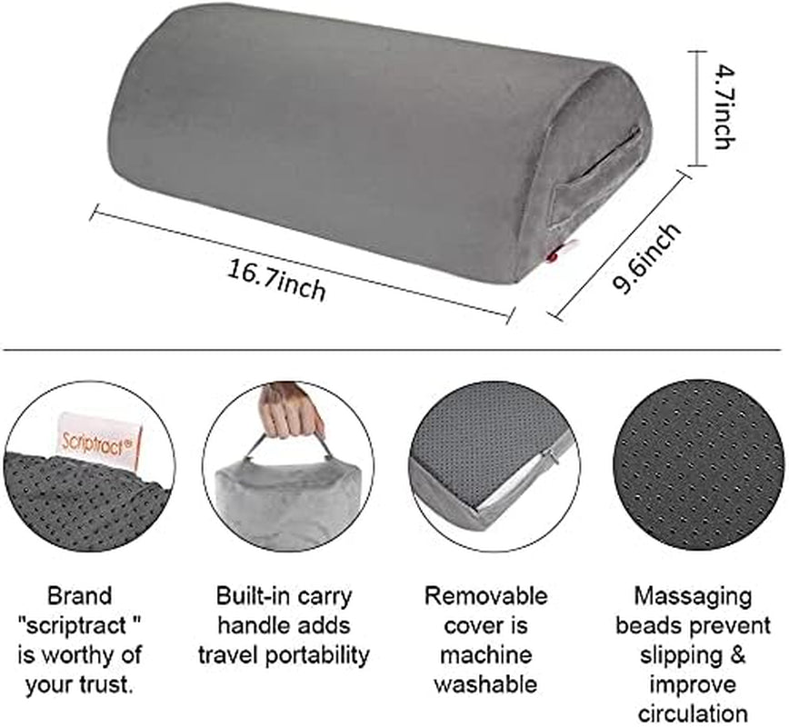 Ergonomic Foot Rest Cushion under Desk with High Rebound Ergonomic Foam Non-Slip Half-Cylinder Footstool Footrest Ottoman for Home Office Desk Airplane Travel (Grey)