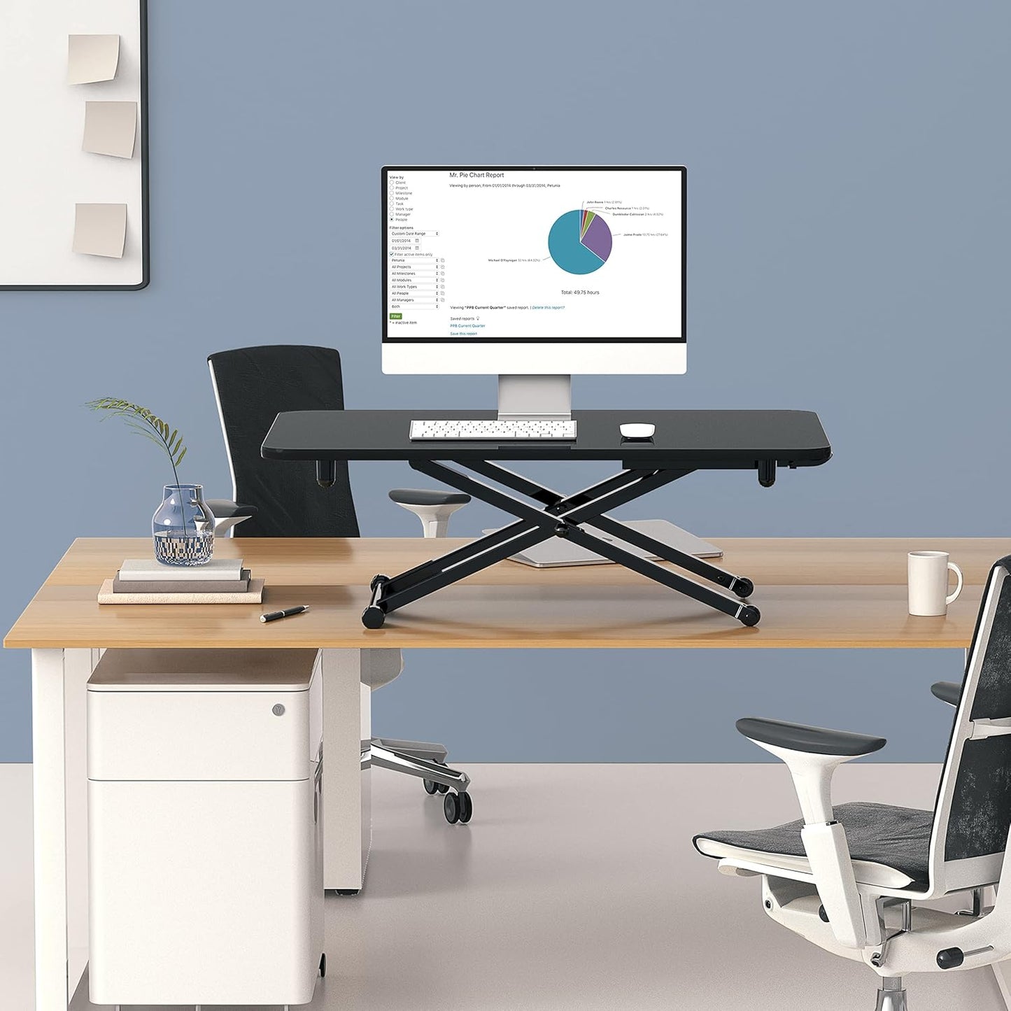 Height Adjustable Standing Desk Gas Spring Riser Desk Converter for Dual Monitor Sit to Stand in Seconds SD108001MB
