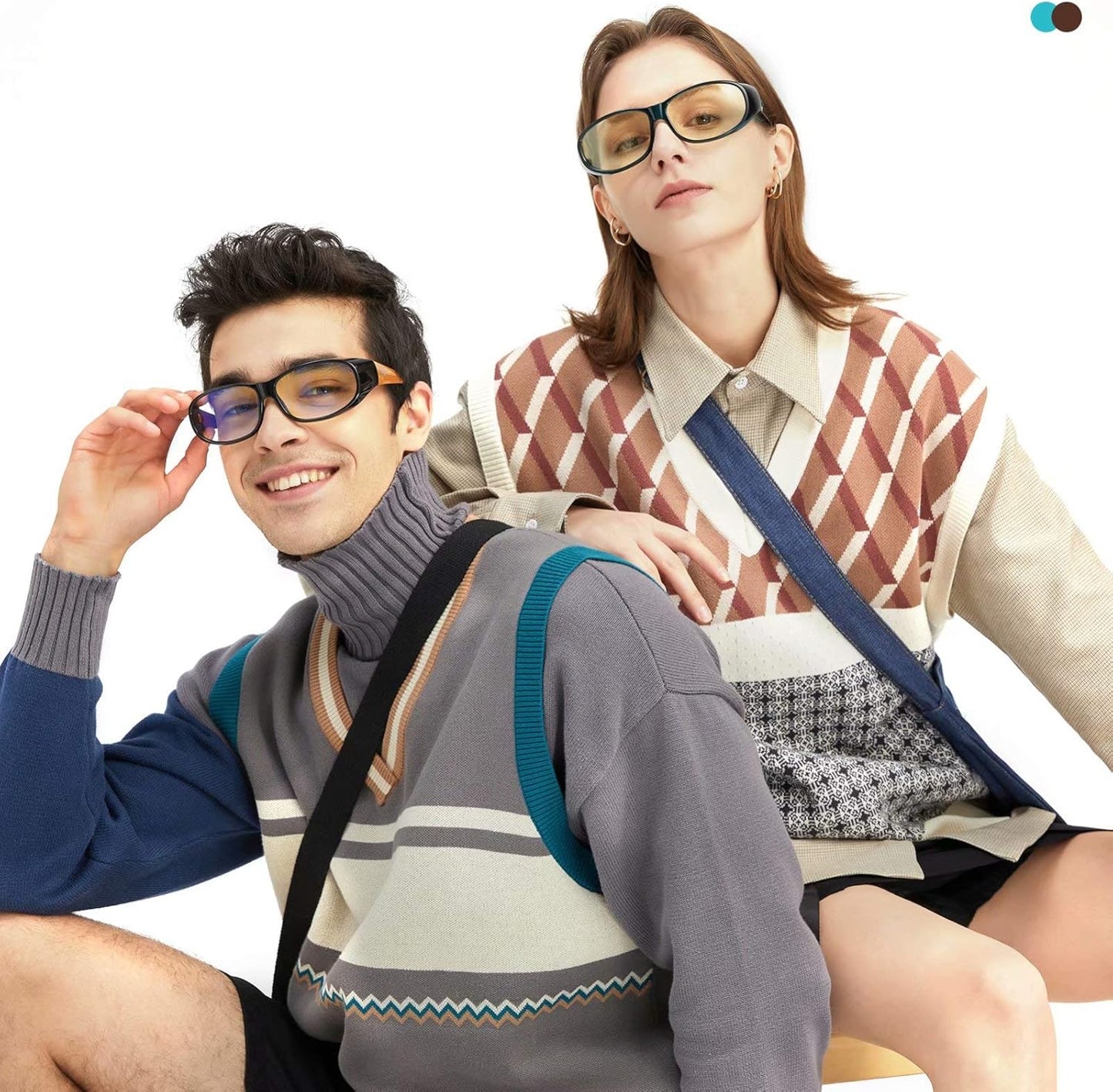 Fit over Blue Light Blocking Glasses - Blue Blocker Computer Glasses Women/Men, Wear over Prescription Glasses/Reading Glasses, anti Eyestrain, UV Filters, Reduce Headache(Transparent Dark Green)