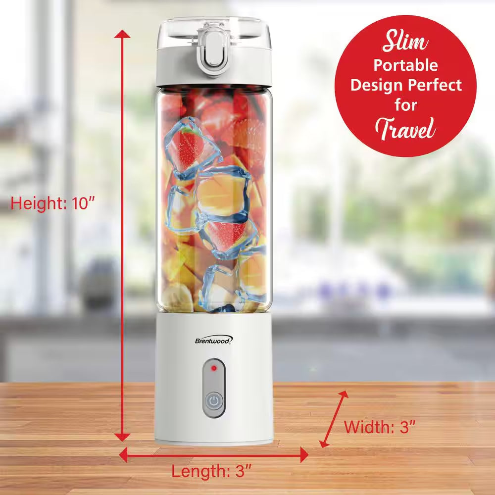 17 Oz. Single Speed White Portable Glass Blender