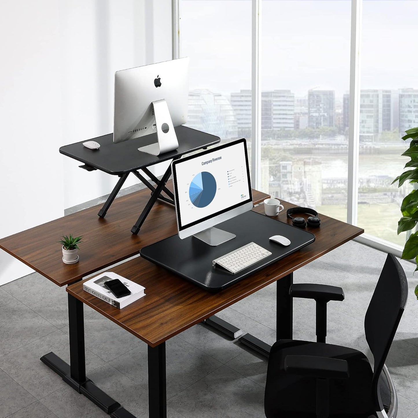 Height Adjustable Standing Desk Gas Spring Riser Desk Converter for Dual Monitor Sit to Stand in Seconds SD108001MB