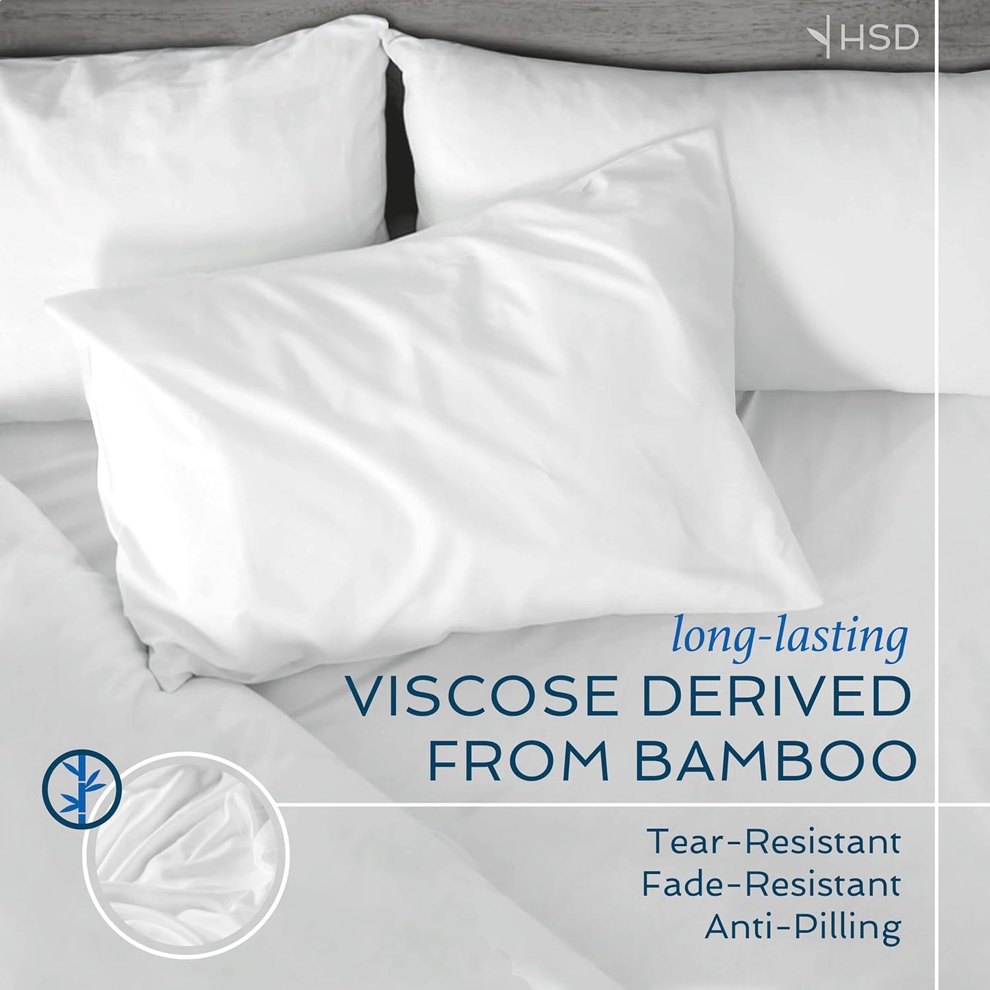 King Size Pillowcases 2 Pack, 20X40 Inch, Cooling & Breathable Pillow Cases, 100% Viscose Derived from Bamboo Pillow Covers, Silky Soft for Hair & Skin, Elegant Bedroom Look, White