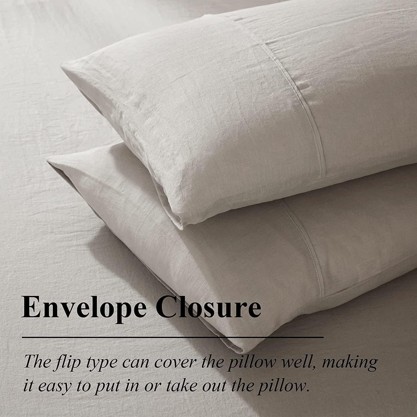 Pure Linen Duvet Cover Queen 100% Natural Washed French Flax Linen Duvet Cover Queen Size 3 Pcs Soft Breathable Moisture Wicking Comfy Cooling Linen Bedding Comforter Cover with 2 Pillowcases
