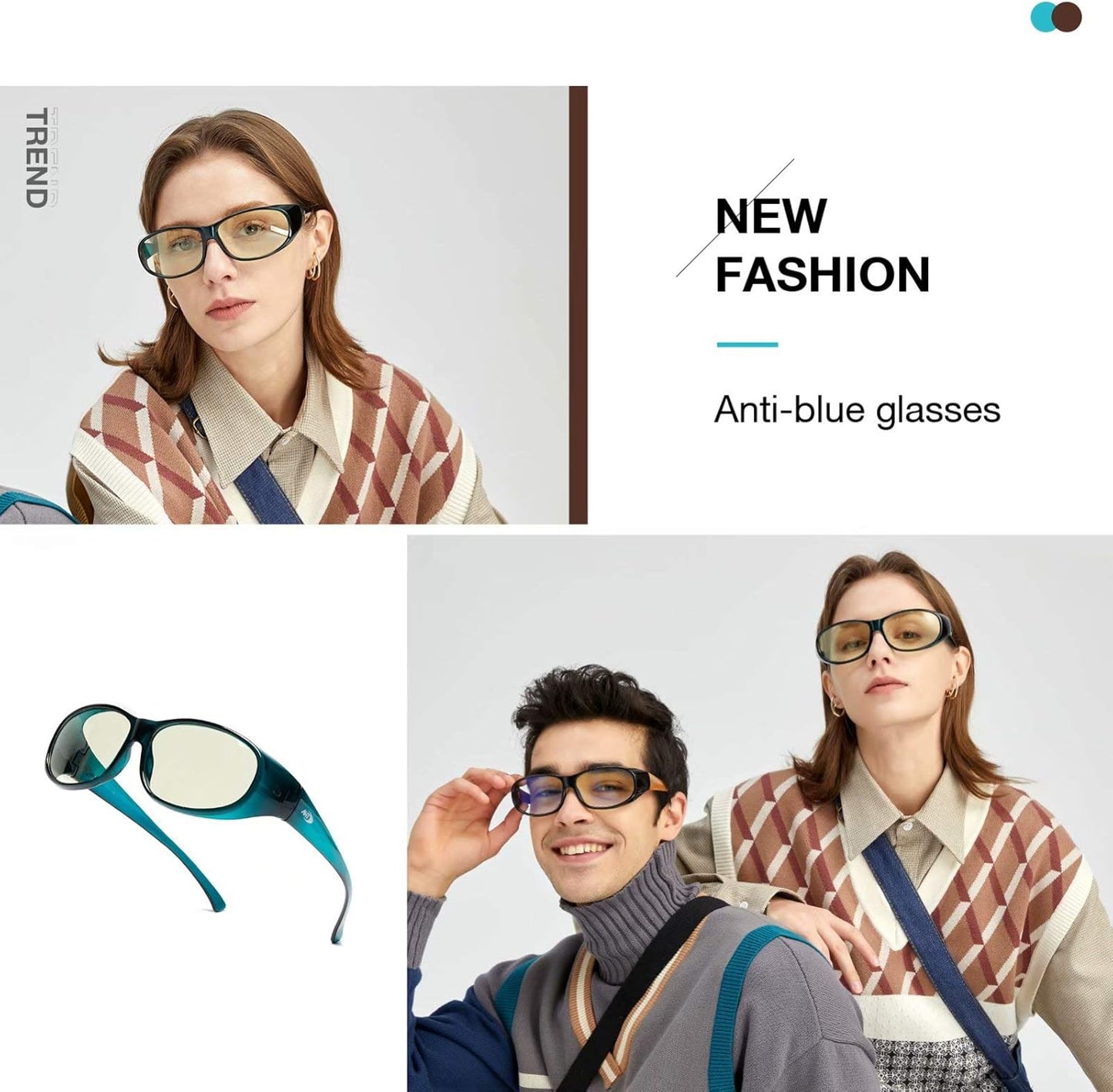 Fit over Blue Light Blocking Glasses - Blue Blocker Computer Glasses Women/Men, Wear over Prescription Glasses/Reading Glasses, anti Eyestrain, UV Filters, Reduce Headache(Transparent Dark Green)