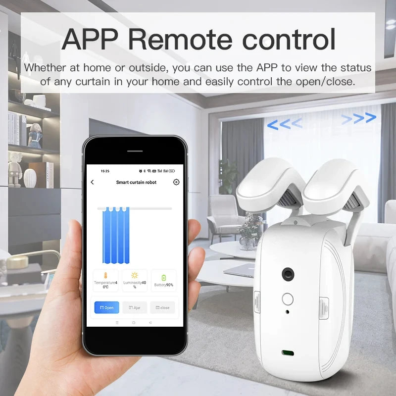 Smart Curtain Opener WIFI/BL Smart Curtain Robot Motor Roman Rod Rail Automatic Curtain Electric Curtain Robot Remote Control
