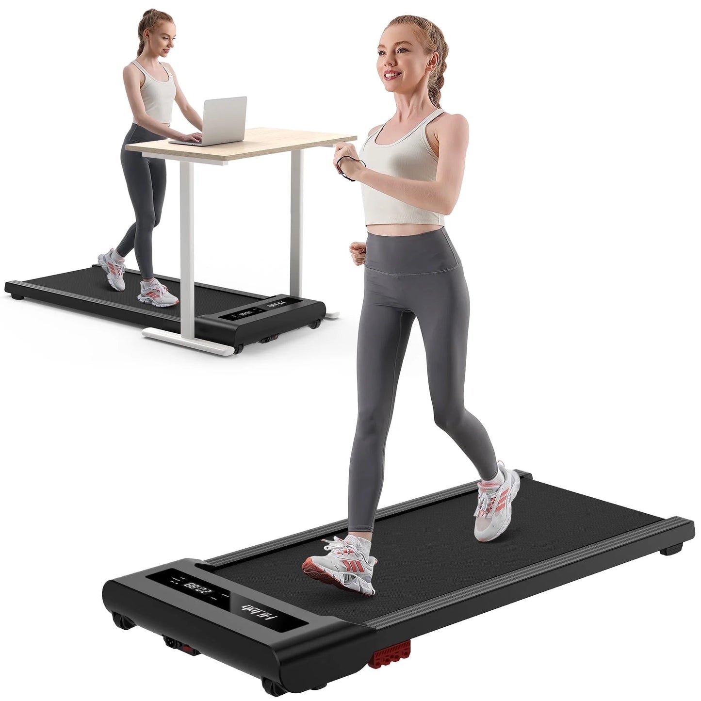 Walking Pad, under Desk Treadmill 300 Lb Capacity, 3 in 1 Portable Treadmill with 2.5HP Quiet Motor, Speed Range 0.4~6Mph, LED Display Treadmills for Home Office Walking/Running