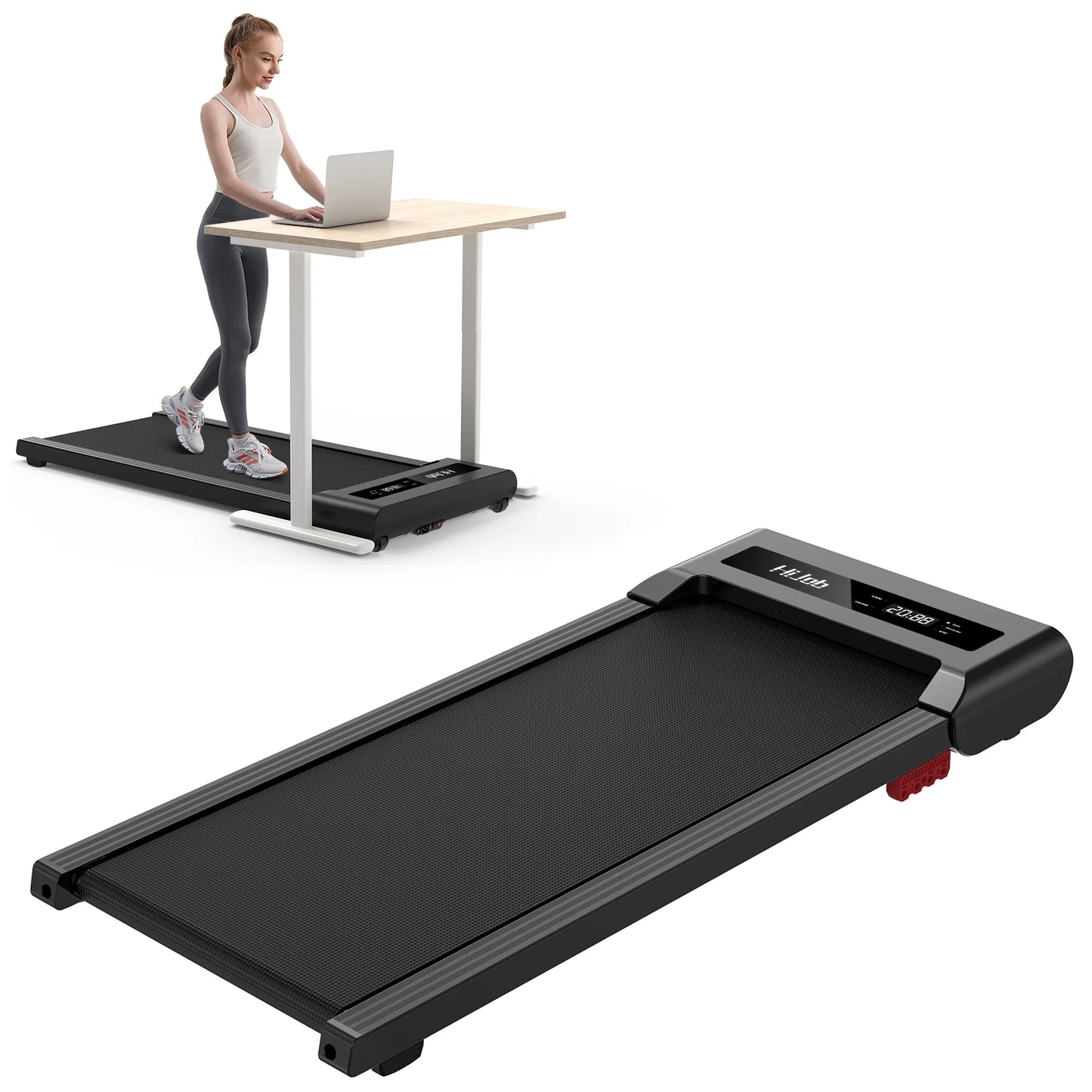 Walking Pad, under Desk Treadmill 300 Lb Capacity, 3 in 1 Portable Treadmill with 2.5HP Quiet Motor, Speed Range 0.4~6Mph, LED Display Treadmills for Home Office Walking/Running