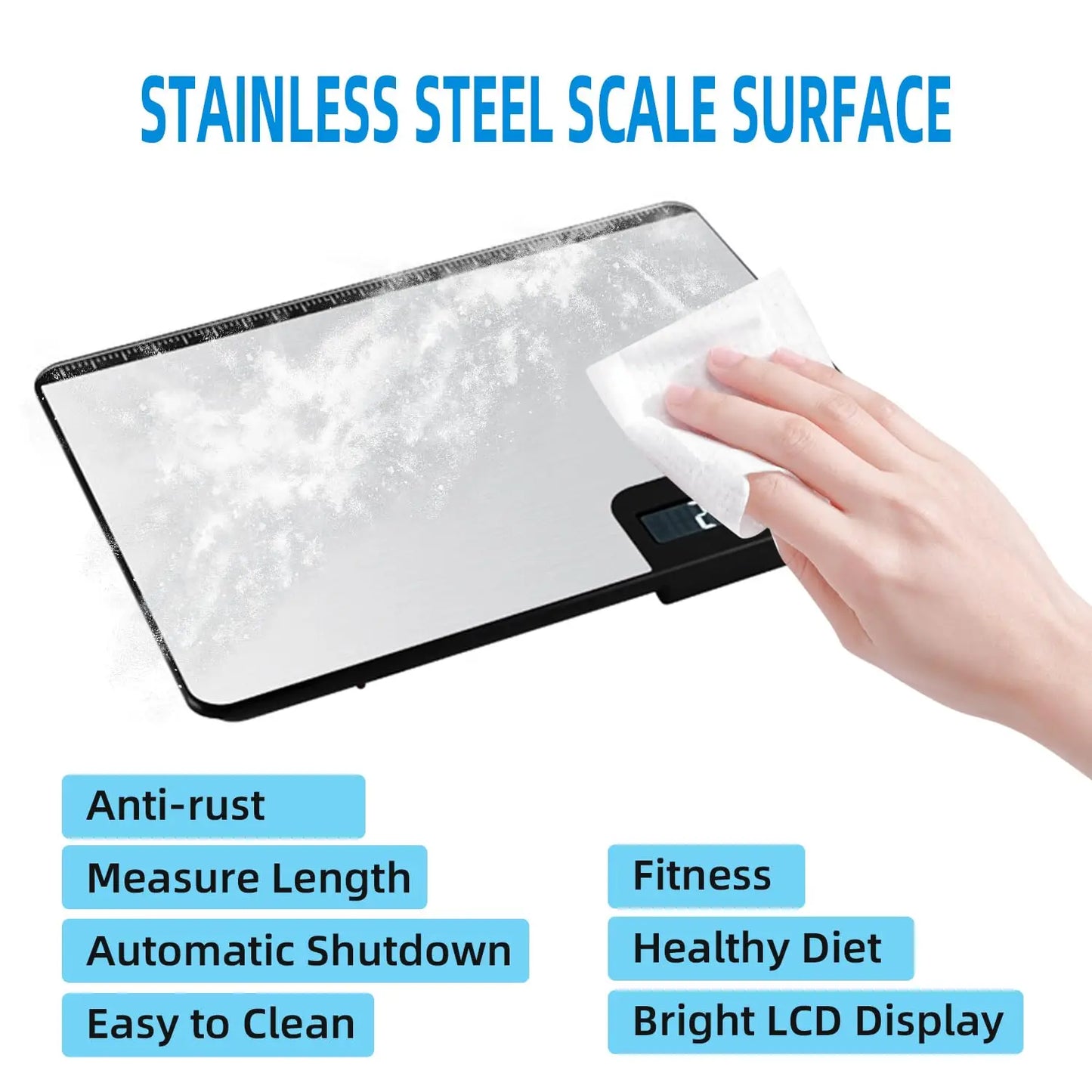 Food Scale 33Lb/15Kg Digital Kitchen Scale for Food Ounces and Grams Cooking Baking 1G/0.1Oz Precise Graduation USB Rechargeable