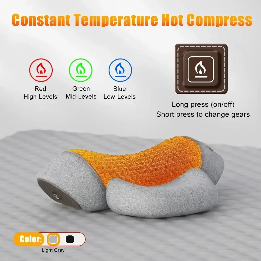 Electric Massager Cervical Pillow Hot Compress Vibration Massage Neck Traction Relax Sleeping Memory Foam Pillow Spine Support