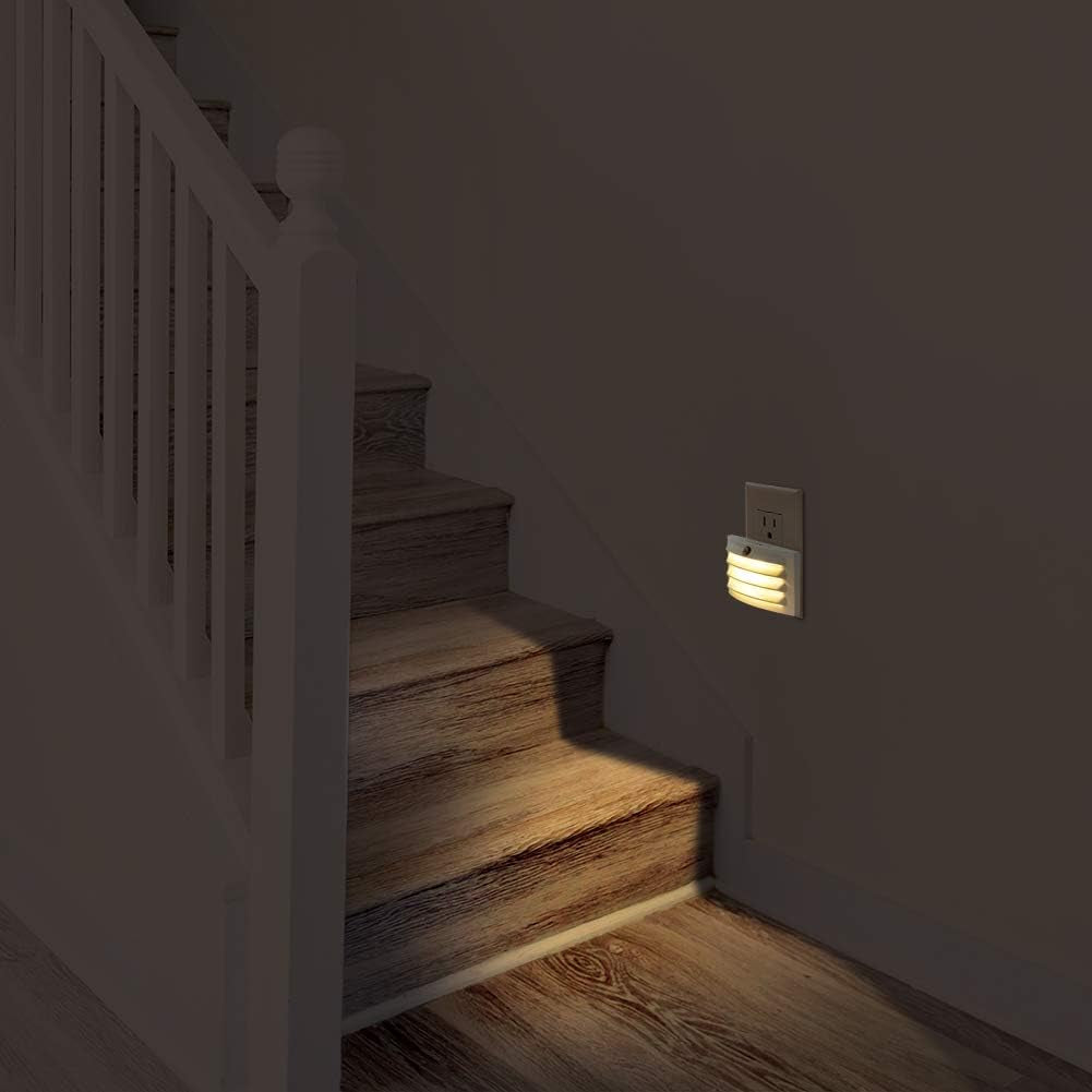 Plug-In Night Light, Glare Free Nightlight, Warm White LED, Dusk to Dawn Sensor, Bedroom, Bathroom, Hallway, Kitchen, Stairways, Corridor, Energy Efficient, Compact, UL Listed, 4 Pack