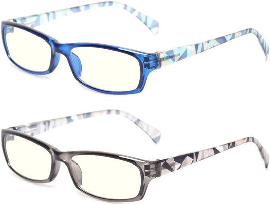 2 Pair Computer Glasses - Anti-Blue Glasses - Blue Light Blocking Reading Glasses for Women
