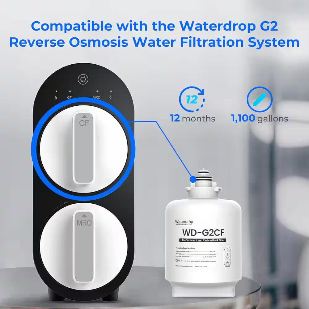 G2P600 Reverse Osmosis System, 600 GPD, 7 Stage Tankless, under Sink RO System, Extra WD-G2CF Replacement Filter