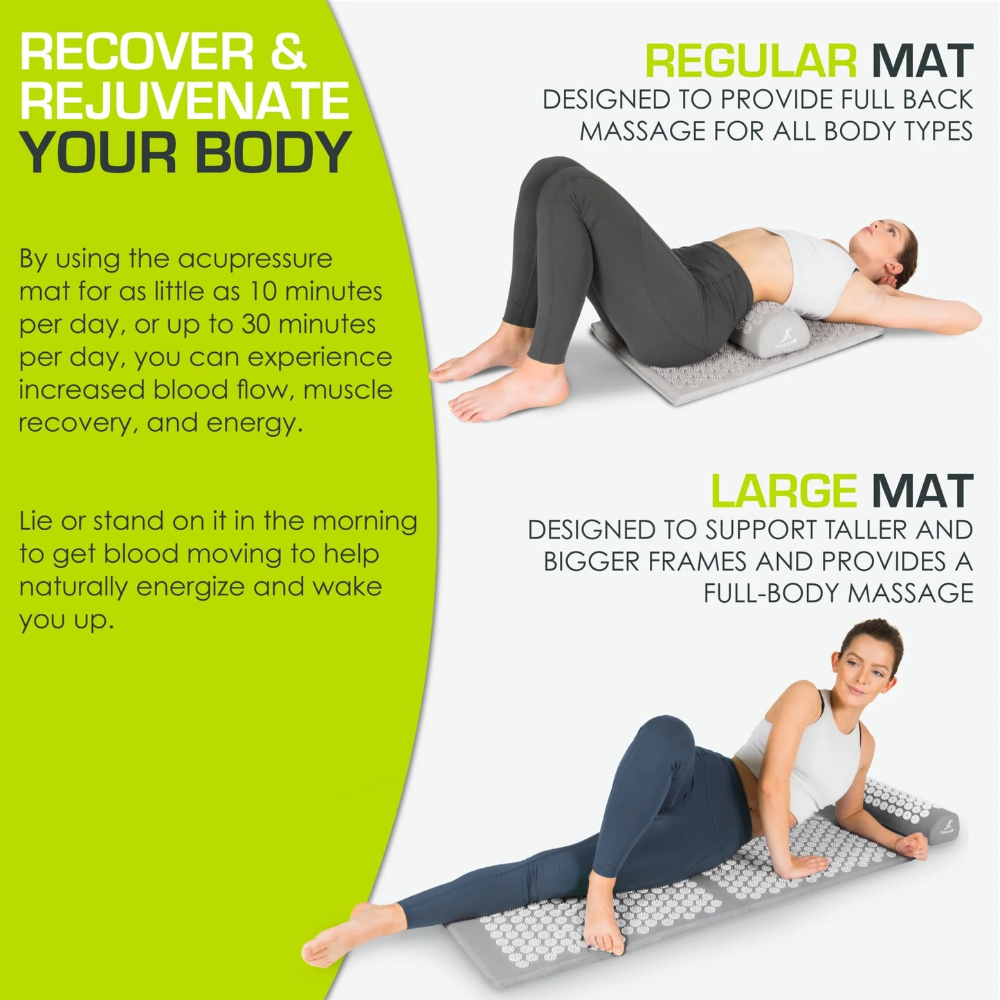 Acupressure Mat and Pillow Set for Back/Neck Pain Relief and Muscle Relaxation