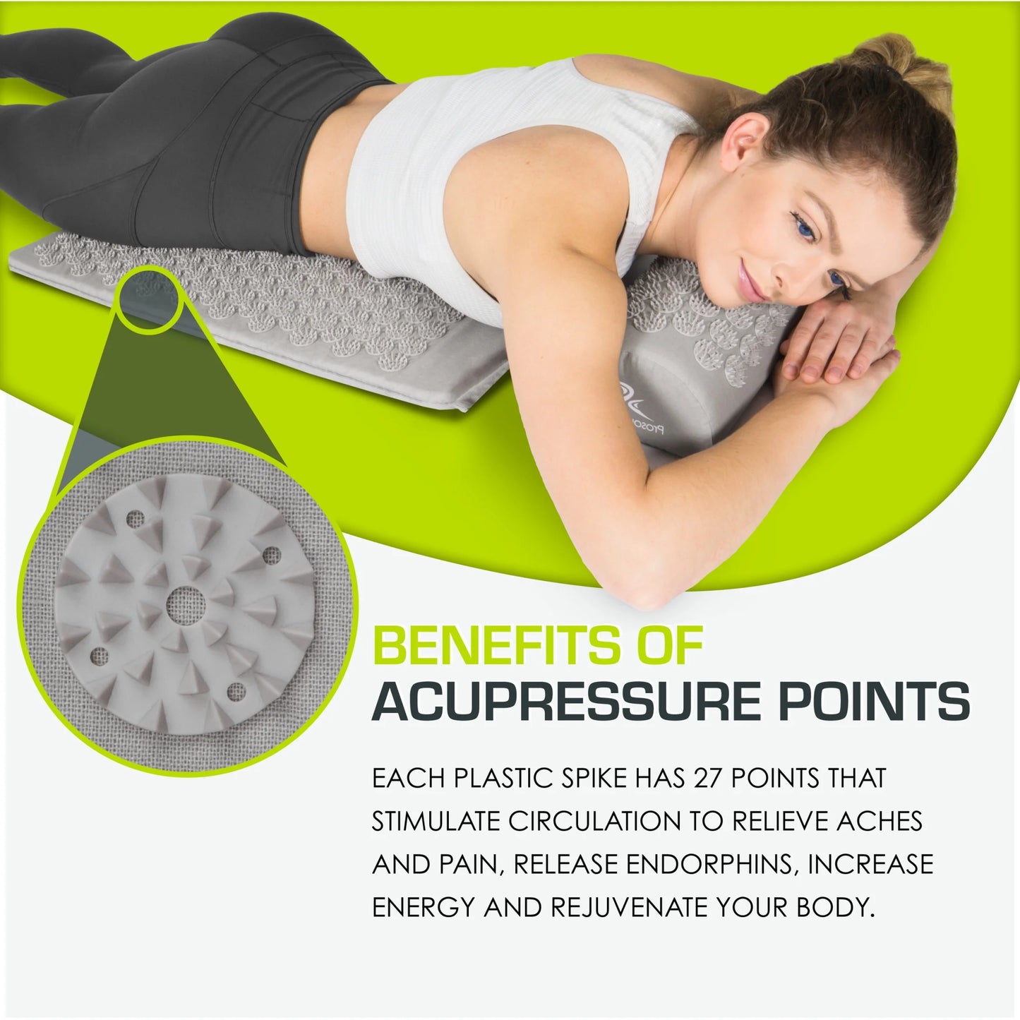 Acupressure Mat and Pillow Set for Back/Neck Pain Relief and Muscle Relaxation