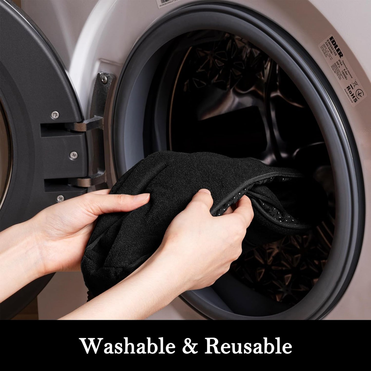 38" Door Draft Stopper Blocks Hot Cold Air with Removable Washable Cover for Gaps up to 3", All-Season Noise and Wind Seal for the Bottom of Door and Window, Black