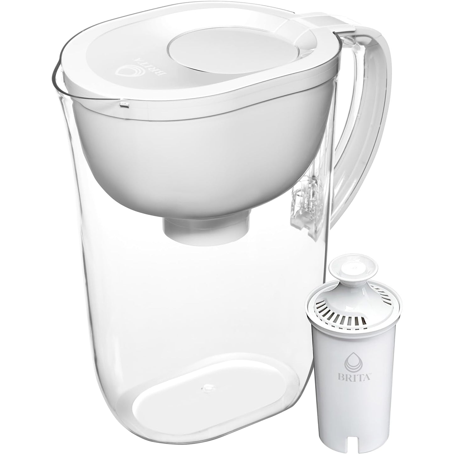 Large Water Filter Pitcher for Tap and Drinking Water, Includes 1 Standard Filter, Bpa-Free, Lasts Two Months, 10-Cup Capacity, Bright White