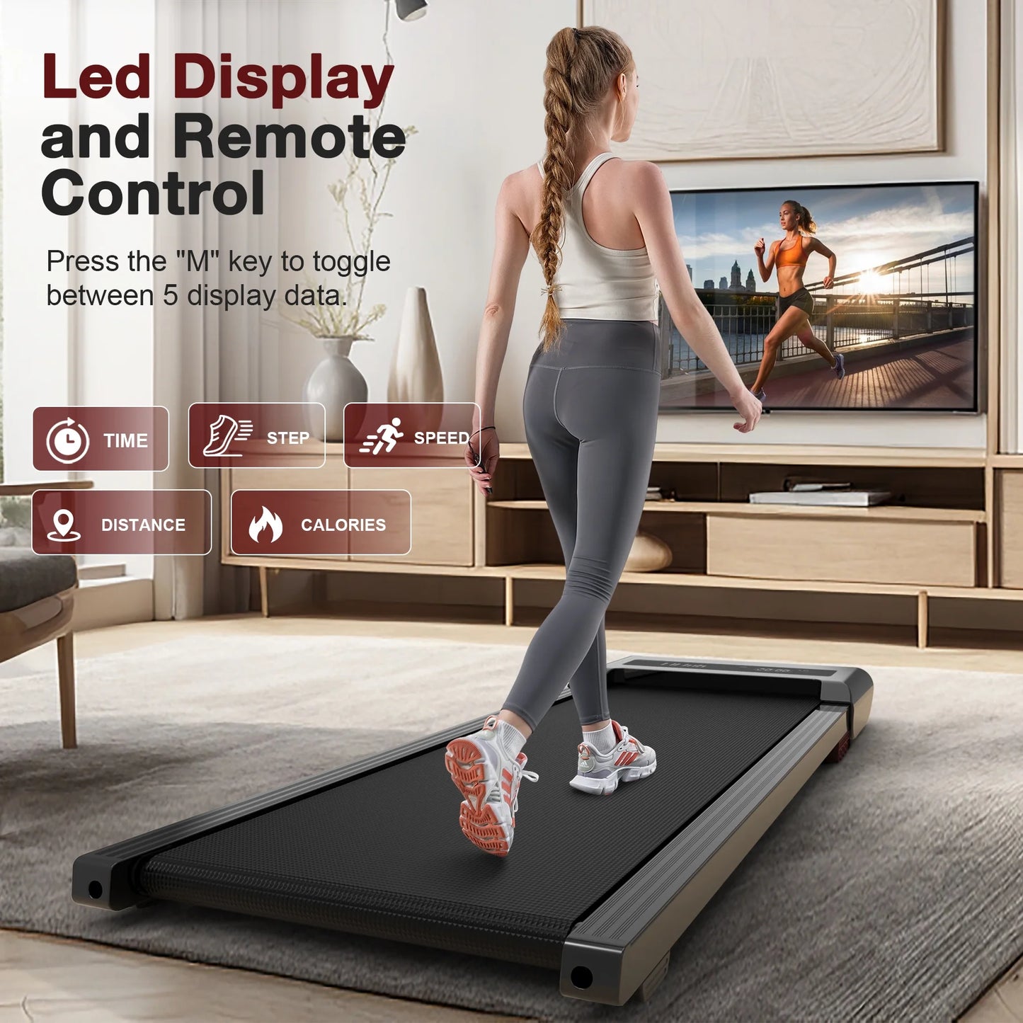 Walking Pad, under Desk Treadmill 300 Lb Capacity, 3 in 1 Portable Treadmill with 2.5HP Quiet Motor, Speed Range 0.4~6Mph, LED Display Treadmills for Home Office Walking/Running