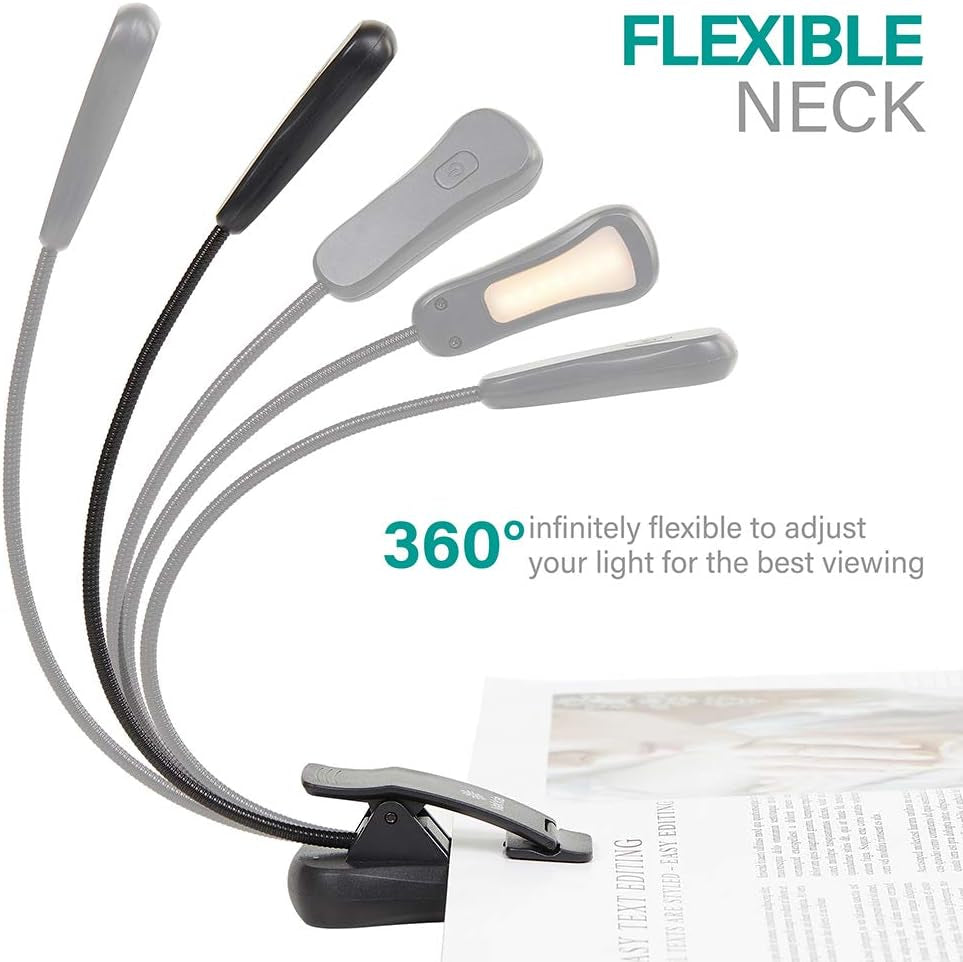 Amber Rechargeable 7 - Led Eye - Care Book Light with Blue - Light Blocking, 3 Levels, 1600K for Eye - Friendly Use. Offers up to 70 Hours of Reading