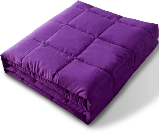 Ultra Soft Cooling100% Cotton Weighted Blanket Contemporary Design Quilted Bedspread (Purple, Weighted Blanket 15 Lb - 48X72)