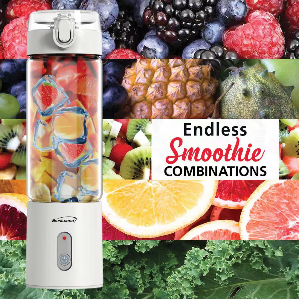 17 Oz. Single Speed White Portable Glass Blender
