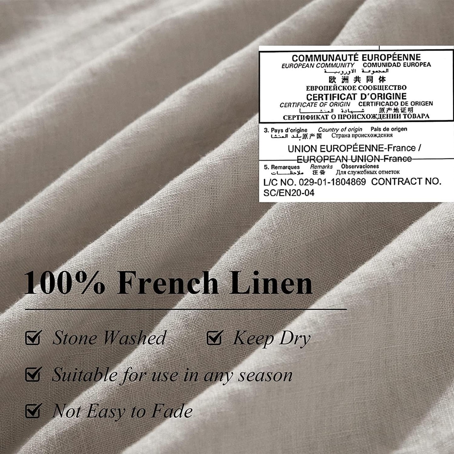 Pure Linen Duvet Cover Queen 100% Natural Washed French Flax Linen Duvet Cover Queen Size 3 Pcs Soft Breathable Moisture Wicking Comfy Cooling Linen Bedding Comforter Cover with 2 Pillowcases