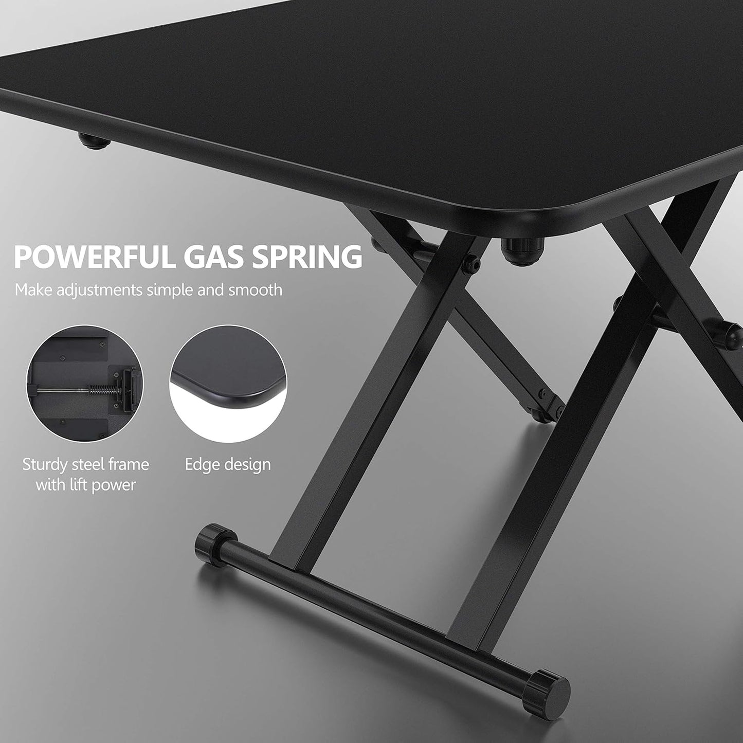 Height Adjustable Standing Desk Gas Spring Riser Desk Converter for Dual Monitor Sit to Stand in Seconds SD108001MB
