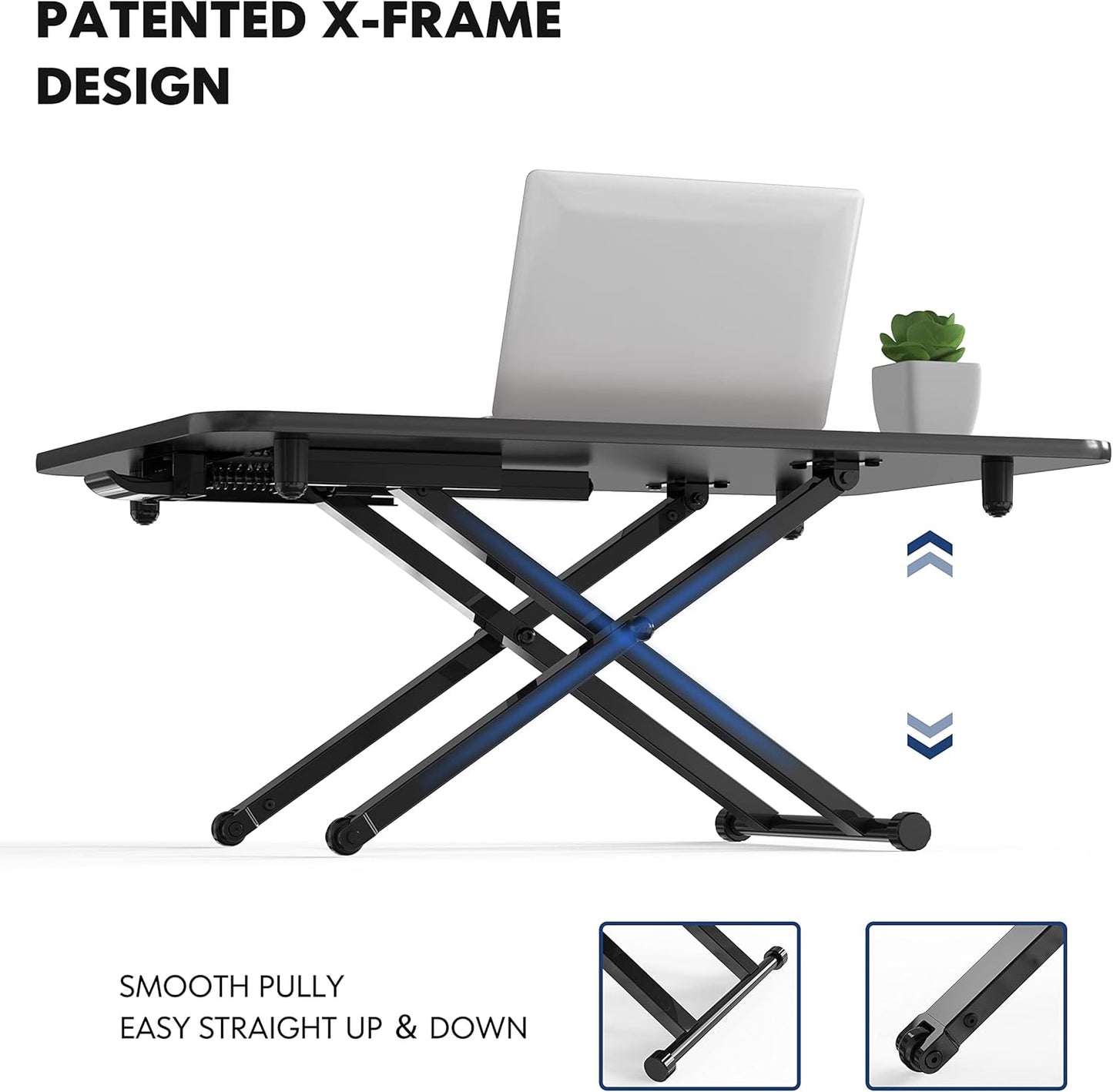 Height Adjustable Standing Desk Gas Spring Riser Desk Converter for Dual Monitor Sit to Stand in Seconds SD108001MB
