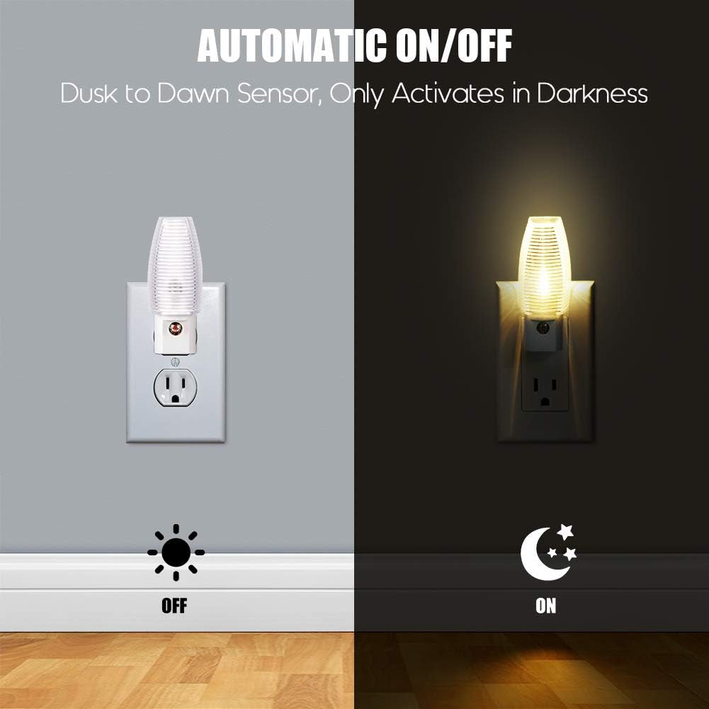 8 Pack Plug in Night Light, Warm White LED Nightlight, Dusk to Dawn Sensor, Kids, Nursery, Bedroom, Bathroom,Hallway, Stairs, Kitchen