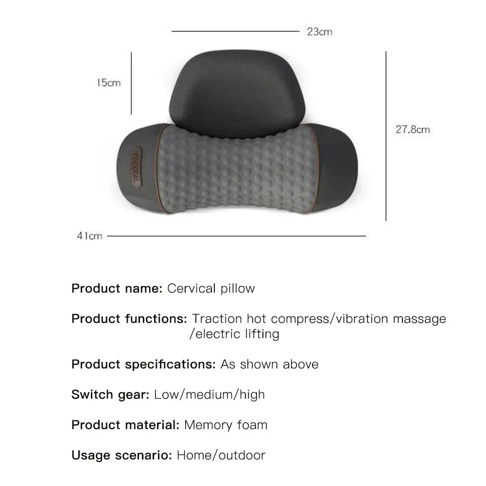 Electric Massager Cervical Pillow Hot Compress Vibration Massage Neck Traction Relax Sleeping Memory Foam Pillow Spine Support
