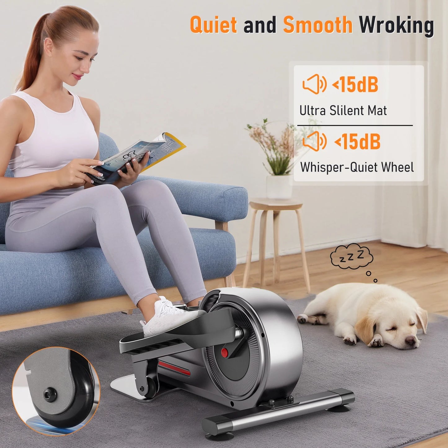 under Desk Elliptical Portable Pedal Exerciser Equipment for Senior Leg Workout Home Office Fitness