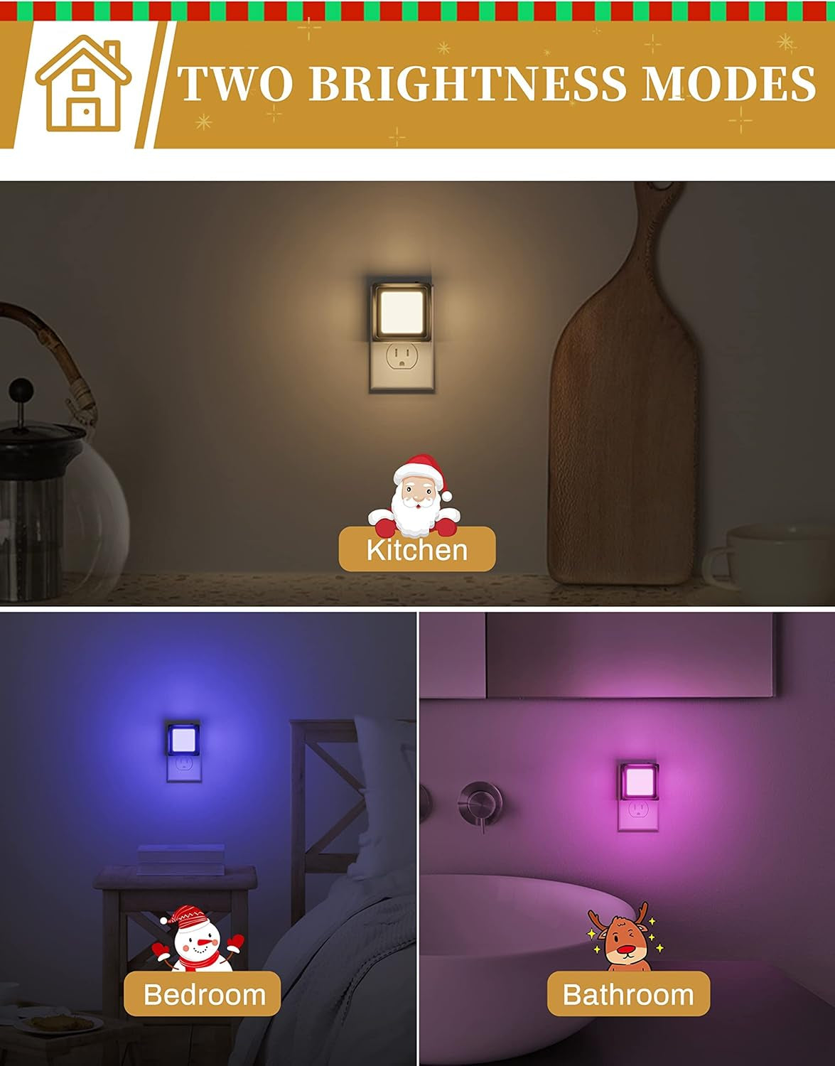 Night Light for Kids [2 Pack], Color Changing Baby Nightlight, Night Lights Plug into Wall, Dusk to Dawn Sensor, Plug in Night Light for Kids Room, Nursery, Bedroom, Kitchen, Hallway