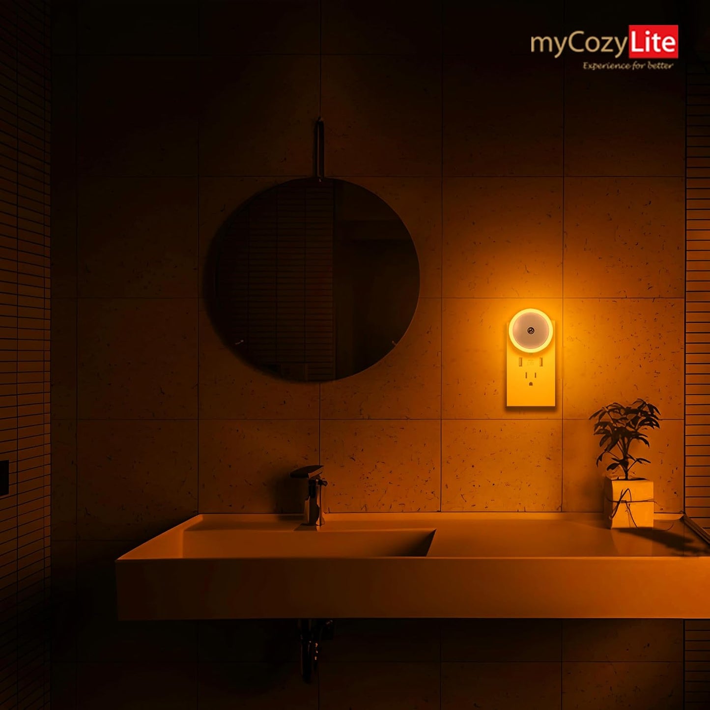 Amber Night Light Plug In, Dusk to Dawn Sensor, Blue Light Blocking, Automatic Nightlight, Energy Efficient, 2 Pack Night Lights Plug into Wall, for Bathroom, Bedroom, Kitchen, Hallway, Stairway