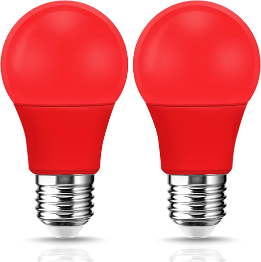 Red LED Light Bulb 60W Equivalent, A19 E26 Base, 9W for Halloween, Christmas Decoration, Party, Bars, Porch Lights, Holiday Mood Lighting, Pack of 2