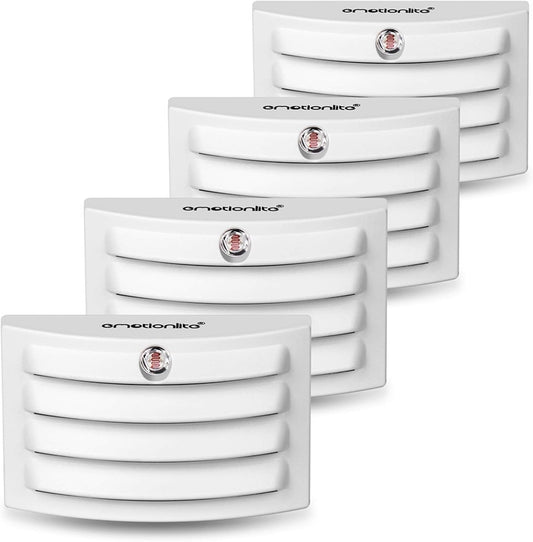 Plug-In Night Light, Glare Free Nightlight, Warm White LED, Dusk to Dawn Sensor, Bedroom, Bathroom, Hallway, Kitchen, Stairways, Corridor, Energy Efficient, Compact, UL Listed, 4 Pack