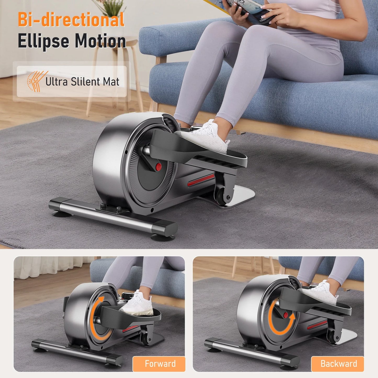 under Desk Elliptical Portable Pedal Exerciser Equipment for Senior Leg Workout Home Office Fitness