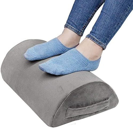 Ergonomic Foot Rest Cushion under Desk with High Rebound Ergonomic Foam Non-Slip Half-Cylinder Footstool Footrest Ottoman for Home Office Desk Airplane Travel (Grey)