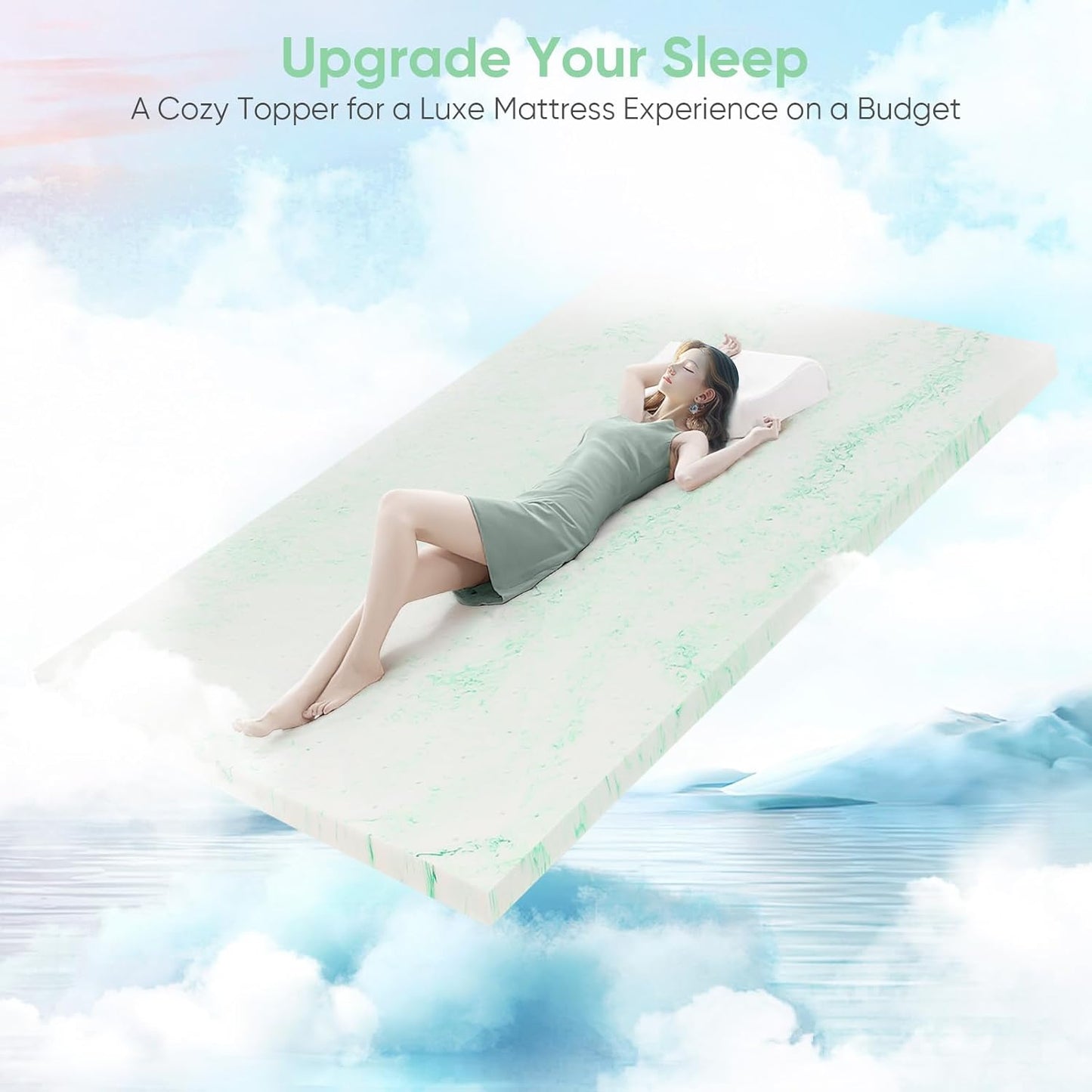 2 Inch Twin XL Memory Foam Mattress Topper,Memory Foam Dorm Xlong Single Mattress Pad Twin Extra Long Gel Infused Mattress