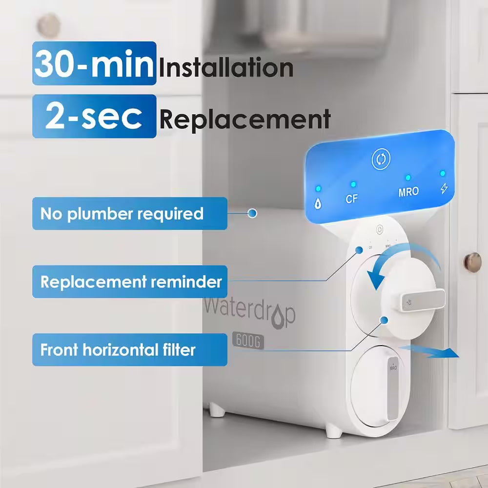 G2P600 Reverse Osmosis System, 7-Stage Tankless RO, under Sink RO System, Extra Remineralization Independent Filter
