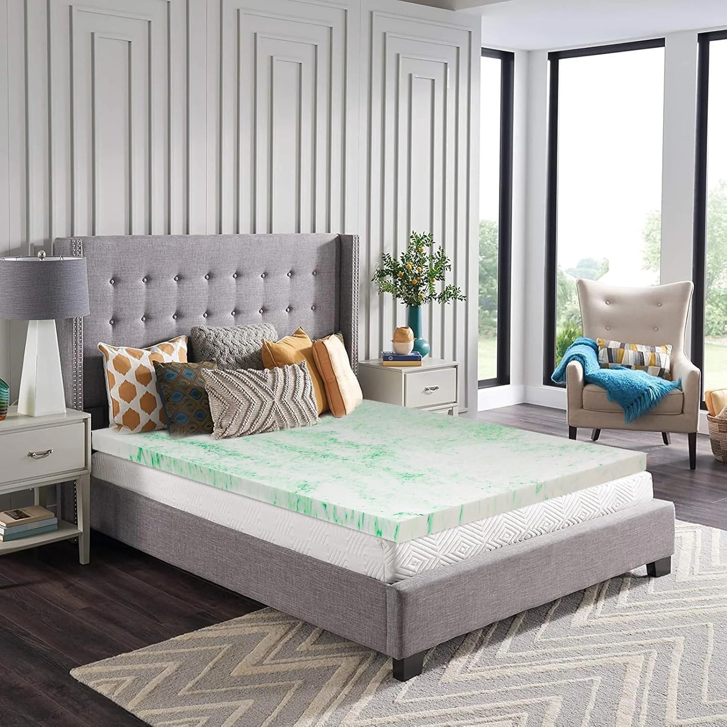 2 Inch Twin XL Memory Foam Mattress Topper,Memory Foam Dorm Xlong Single Mattress Pad Twin Extra Long Gel Infused Mattress