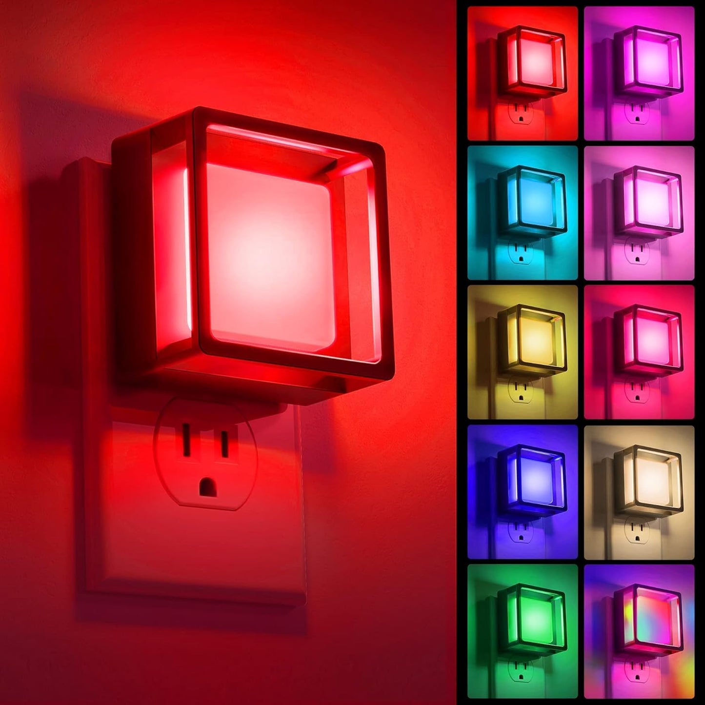 Night Light for Kids [2 Pack], Color Changing Baby Nightlight, Night Lights Plug into Wall, Dusk to Dawn Sensor, Plug in Night Light for Kids Room, Nursery, Bedroom, Kitchen, Hallway