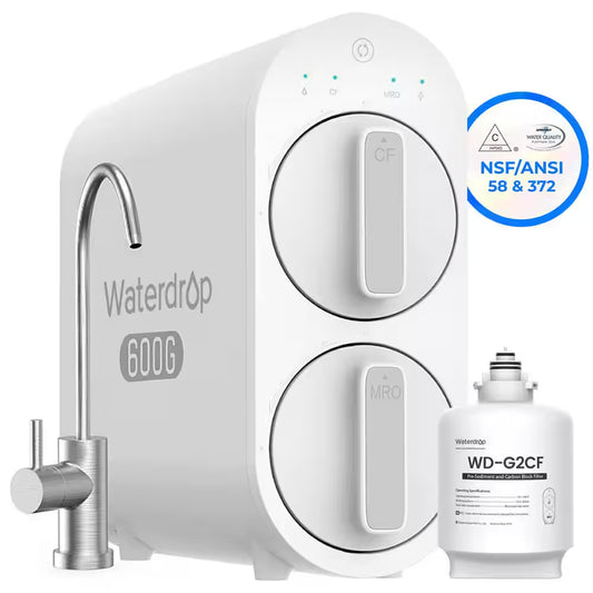 G2P600 Reverse Osmosis System, 600 GPD, 7 Stage Tankless, under Sink RO System, Extra WD-G2CF Replacement Filter
