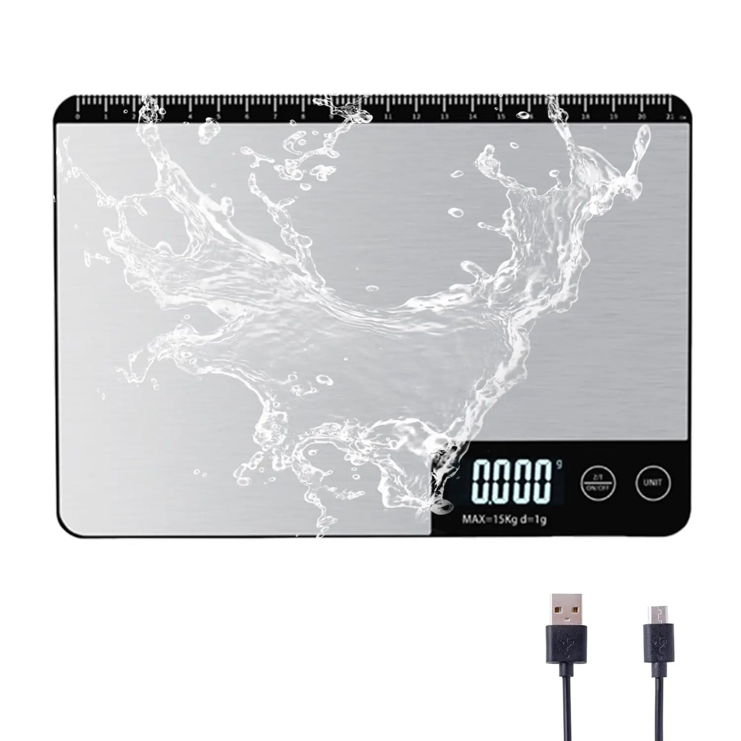 Food Scale 33Lb/15Kg Digital Kitchen Scale for Food Ounces and Grams Cooking Baking 1G/0.1Oz Precise Graduation USB Rechargeable