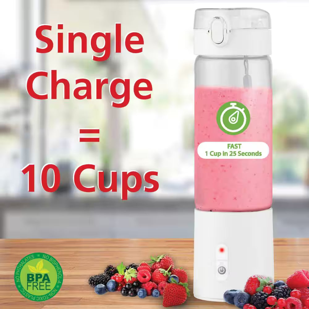 17 Oz. Single Speed White Portable Glass Blender