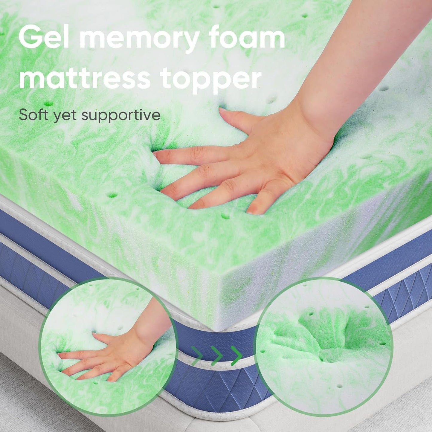 2 Inch Twin XL Memory Foam Mattress Topper,Memory Foam Dorm Xlong Single Mattress Pad Twin Extra Long Gel Infused Mattress